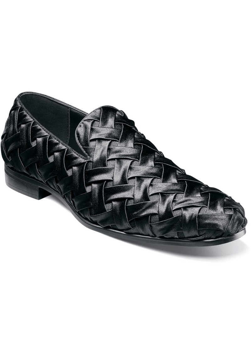 Stacy Adams Men's Savoir X-Cross Satin Slip-On Loafers - Black