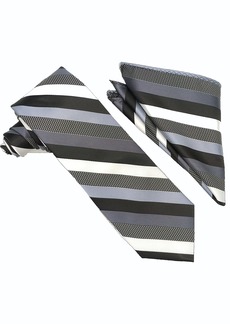 Stacy Adams Men's Tall Plus Microfiber Stripped Tie Set Extra Long