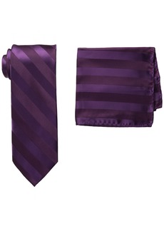 Stacy Adams Men's Tall Plus Solid Woven Formal Stripe Tie Set Extra Long