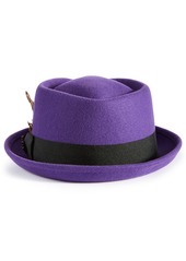 Stacy Adams Men's Wool Contrast-Band Pork Pie Fedora Hat - Purple