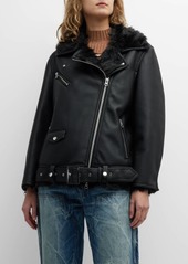 STAND STUDIO Carrie Faux Shearling Biker Jacket 