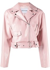 STAND STUDIO cropped faux leather biker jacket
