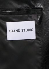 STAND STUDIO Liv Crackled Faux Leather Coat