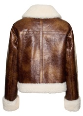 STAND STUDIO Lorelle Cracked Faux Shearling Jacket