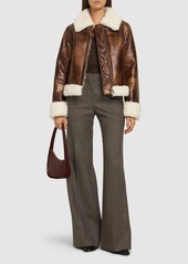 STAND STUDIO Lorelle Cracked Faux Shearling Jacket