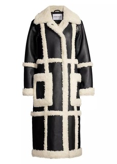 STAND STUDIO Patrice Faux Leather & Faux Shearling Coat
