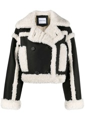 STAND STUDIO shearling trim crop jacket