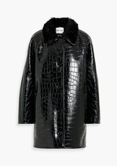 Stand Studio - Amira faux croc-effect leather coat - Black - FR 32