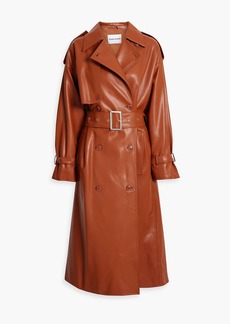 Stand Studio - Ivanna belted faux leather trench coat - Brown - FR 34