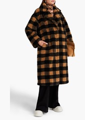 Stand Studio - Maria checked faux shearling coat - Brown - FR 38