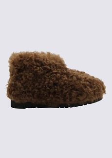 STAND STUDIO BROWN FAUX FUR OLIVIA CROPPED BOOTS