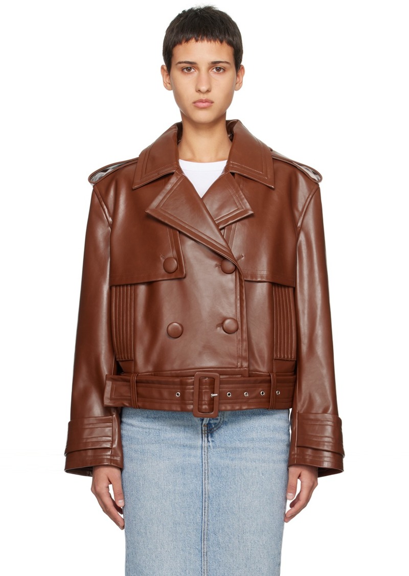 Stand Studio Brown Fern Faux-Leather Jacket