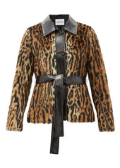 Stand Studio Cora belted leopard-print faux-fur jacket