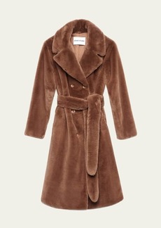 Stand Studio Faustine Faux-Fur Double-Breasted Coat