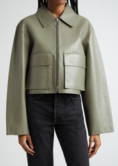 Stand Studio Gretel Boxy Crop Lambskin Leather Jacket