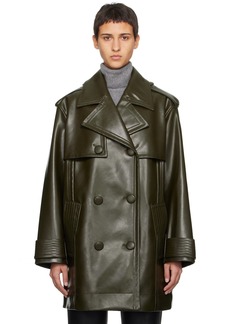 Stand Studio Khaki Flora Faux-Leather Trench Coat