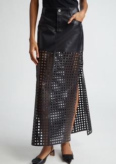 Stand Studio Mavis Grid Cutout Leather Maxi Skirt