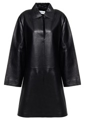 Stand Studio Woman Athena Fluted Leather Mini Dress Black