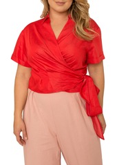 Standards & Practices Iris Short Sleeve Wrap Top in Red at Nordstrom