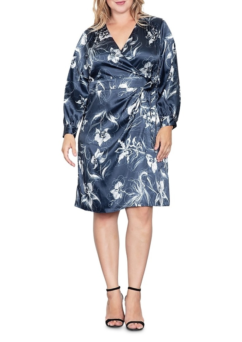 standards & practices Plus Size Faux Wrap Satin Dress