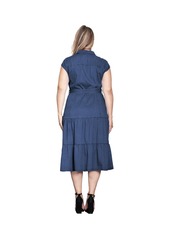 Standards & Practices Women's Tiered A-Line Tencel Midi Dress - Dark indigo