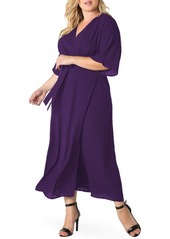Standards & Practices Short Sleeve Wrap Maxi Dress