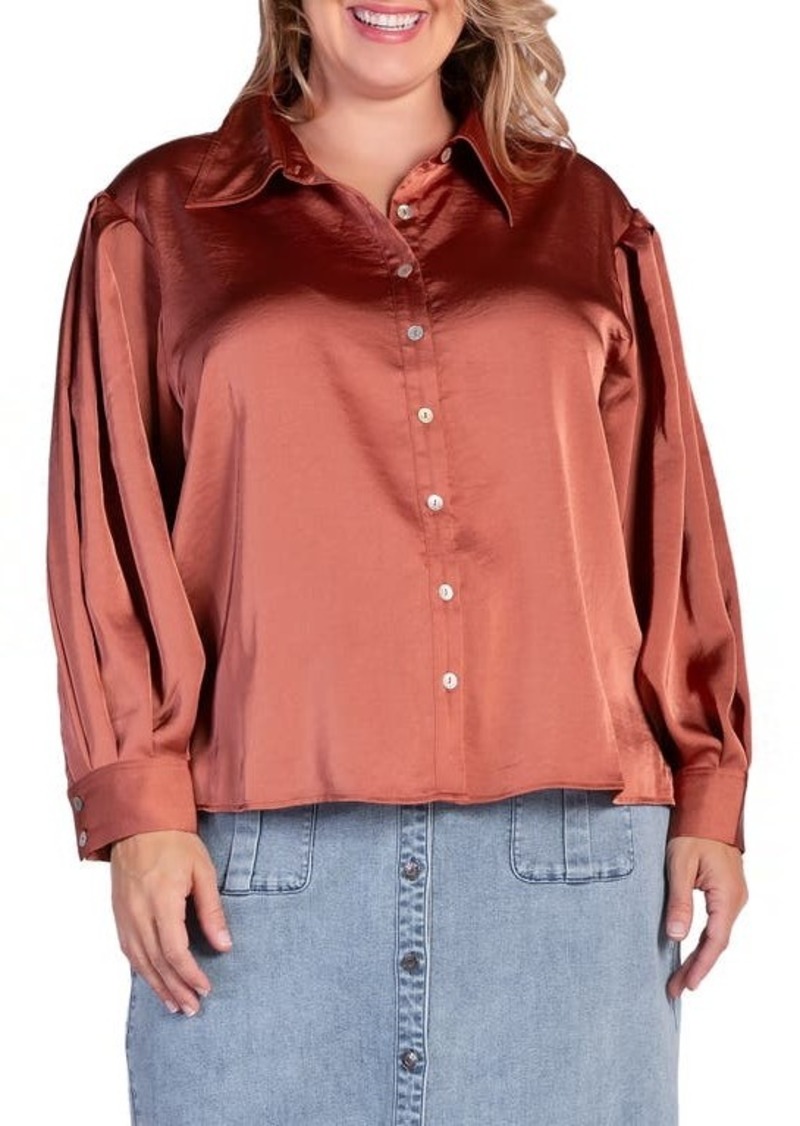 Standards & Practices Zeal Sateen Button-Up Blouse