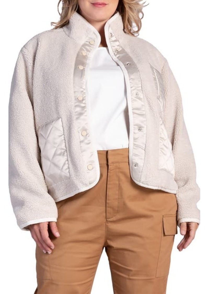 Standards & Practices Zozo Satin Panel Faux Shearling Jacket