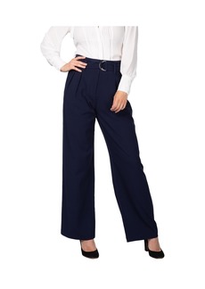Standards & Practices Women's Belted Straight Leg Paper Bag Waist Pants - Navy blue
