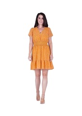 Standards & Practices Women's Floral Print Sheer Short Sleeve Mini Dress - Yellow floral
