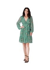Standards & Practices Women's Floral-Print Wrap Mini Dress - Sage green floral