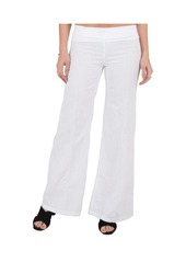 Standards & Practices Women's Linen-Cotton Wide Leg Yoga Pants With Fold-over Elastic Waist - White