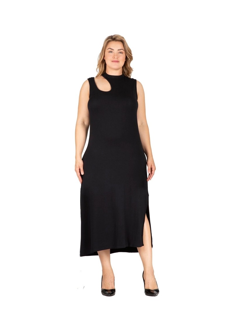 Standards & Practices Women's Plus Size Elegant Cut-Out Knit Jersey Tank Dress - Black