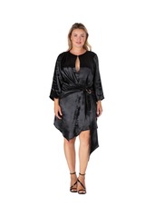 Standards & Practices Women's Plus Size Long Sleeves Black Satin Mini Dress - Black