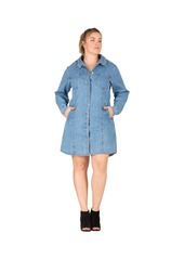 Standards & Practices Women's Plus Size Long Sleeves Denim Shirt Dress - Medium blue