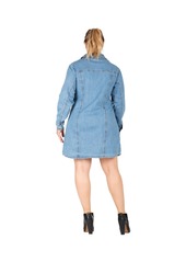 Standards & Practices Women's Plus Size Long Sleeves Denim Shirt Dress - Medium blue