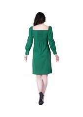 Standards & Practices Women's Square-Neck Off Shoulder Elegant Midi Dress - Green