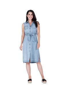 Standards & Practices Women's Tencel Sleeveless Side Slit Midi Dress - Boundless blue