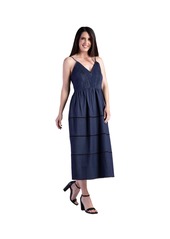 Standards & Practices Women's Tencel Smocked Waist Midi Dress - Dark indigo