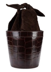 STAUD Britt Croc-Embossed Leather Bucket Bag