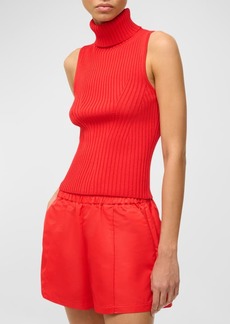 STAUD Callum Sleeveless Turtleneck Knit Top