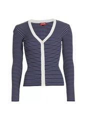 STAUD Cargo Rib-Knit V-Neck Cardigan