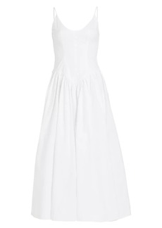 STAUD Dena Drop-Waist Midi-Dress