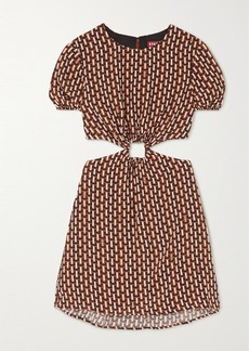 STAUD Epona Cutout Printed Jersey Mini Dress
