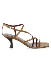 STAUD Gita Croc-Embossed Leather Sandals