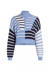 STAUD Hampton Quarter-Zip Cotton-Blend Sweater