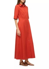 STAUD Joan Stretch-Cotton Maxi Shirtdress