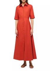 STAUD Joan Stretch-Cotton Maxi Shirtdress