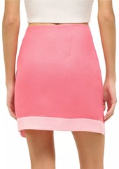 STAUD Leandro Two-Tone Linen Miniskirt