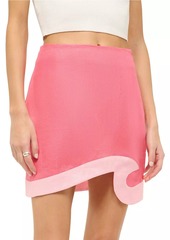 STAUD Leandro Two-Tone Linen Miniskirt